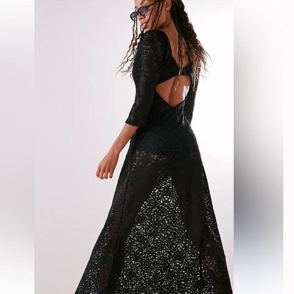 FREE PEOPLE BLACK LACE DRESS - Picture 2 of 2